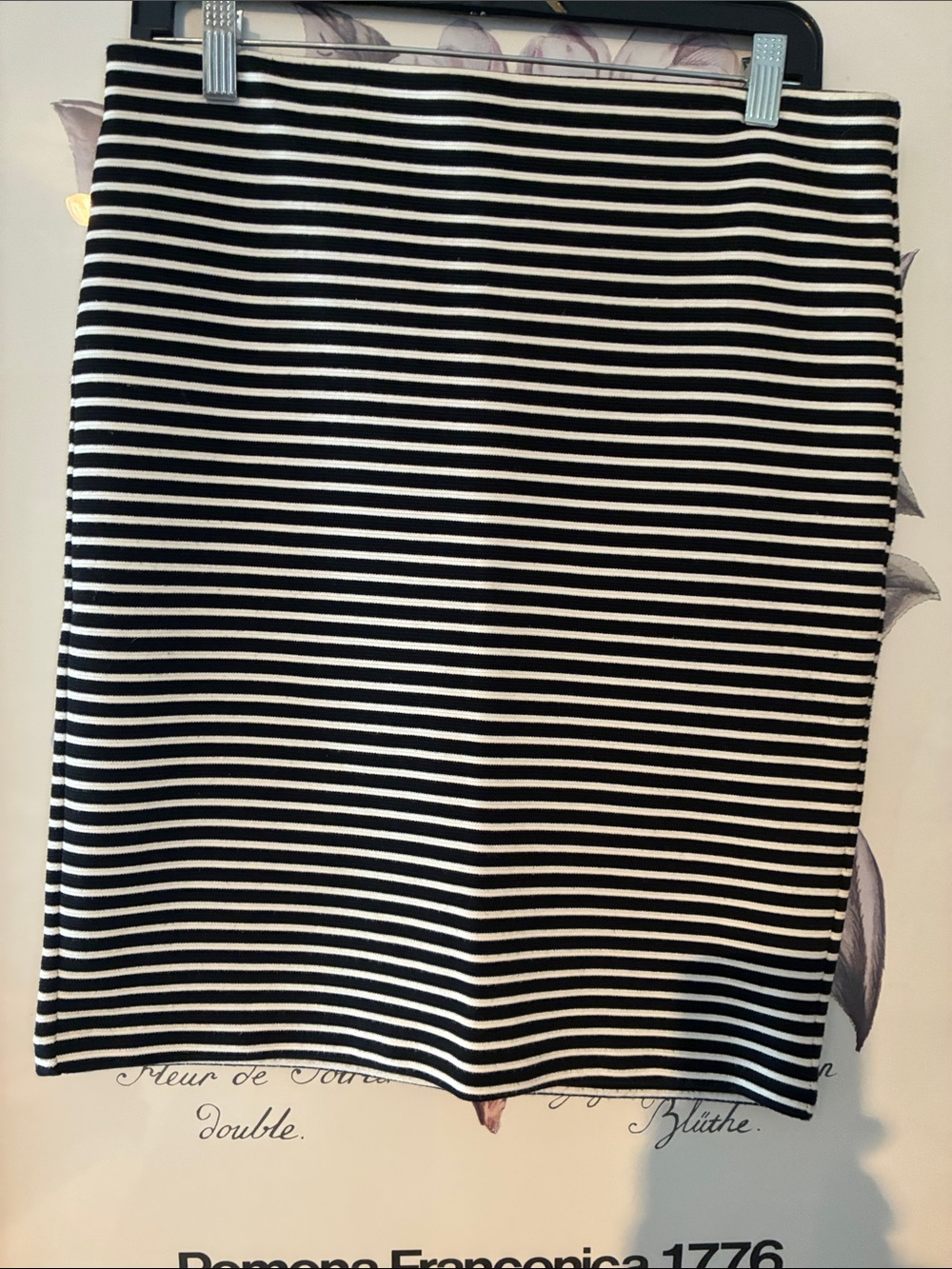 LOFT Black and White Striped Pencil Skirt